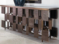 Layered Console Table with White Marble Top and Bronze Gold Accents