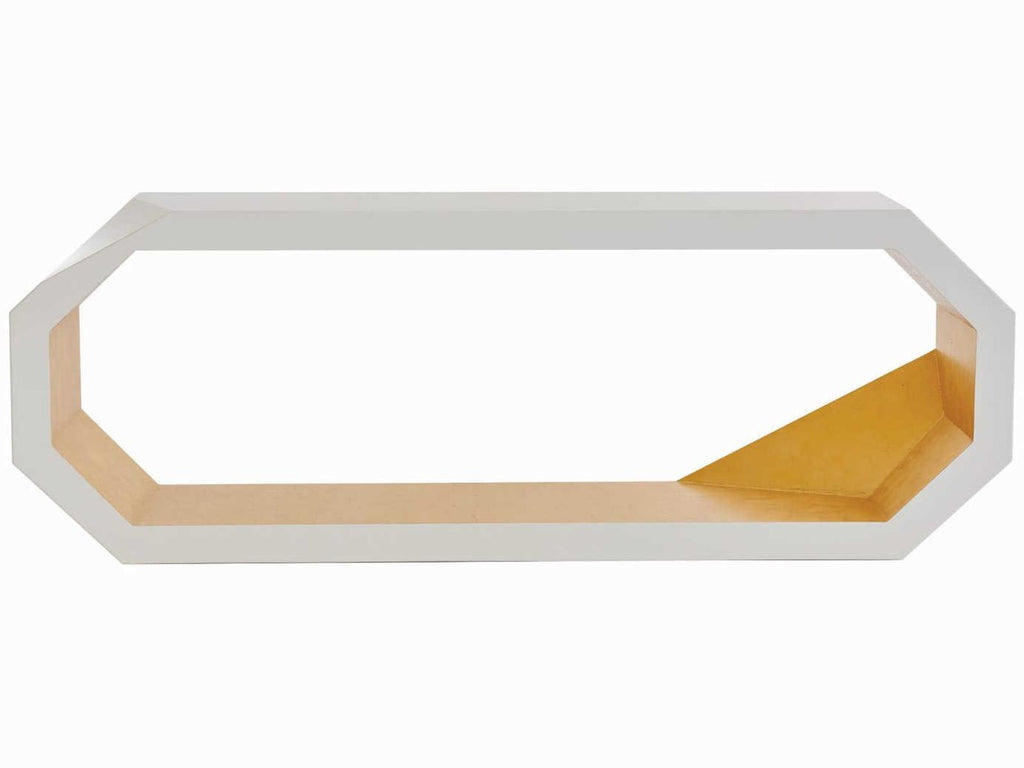 Facet Rectangular Console Table in Ivory and Gold Leaf