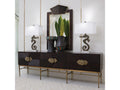 Galapagos 87-Inch Media Cabinet in Dark Walnut and Brass