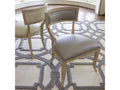 Klismos Leather Oak Wood Gray Upholstered Side Dining Chair