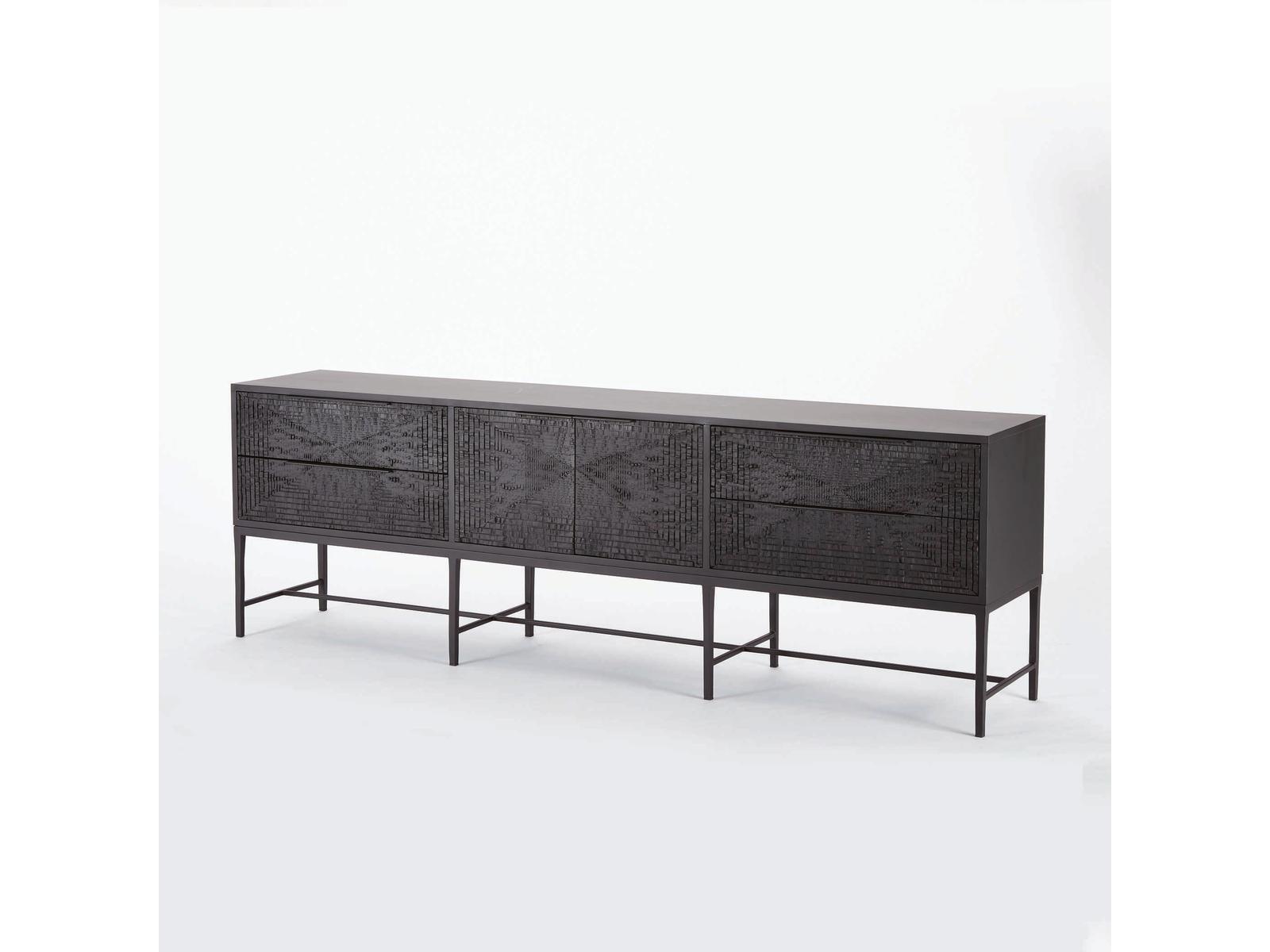 Kyoto 86-Inch Black Gmelina Wood Media Cabinet