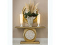 Opera Rectangular Metal Console Table with Fluted Brass and Quartz