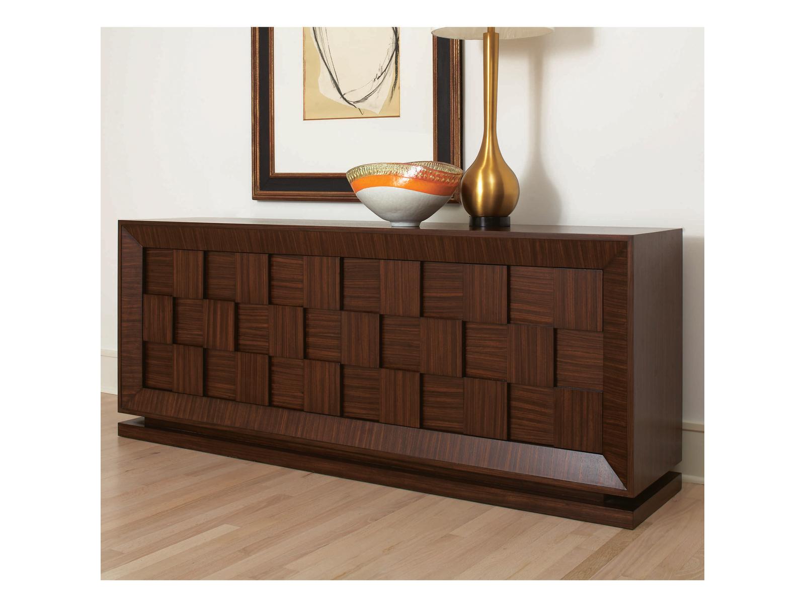 Quad 80-Inch Birch Wood Sideboard with Zebra Veneer