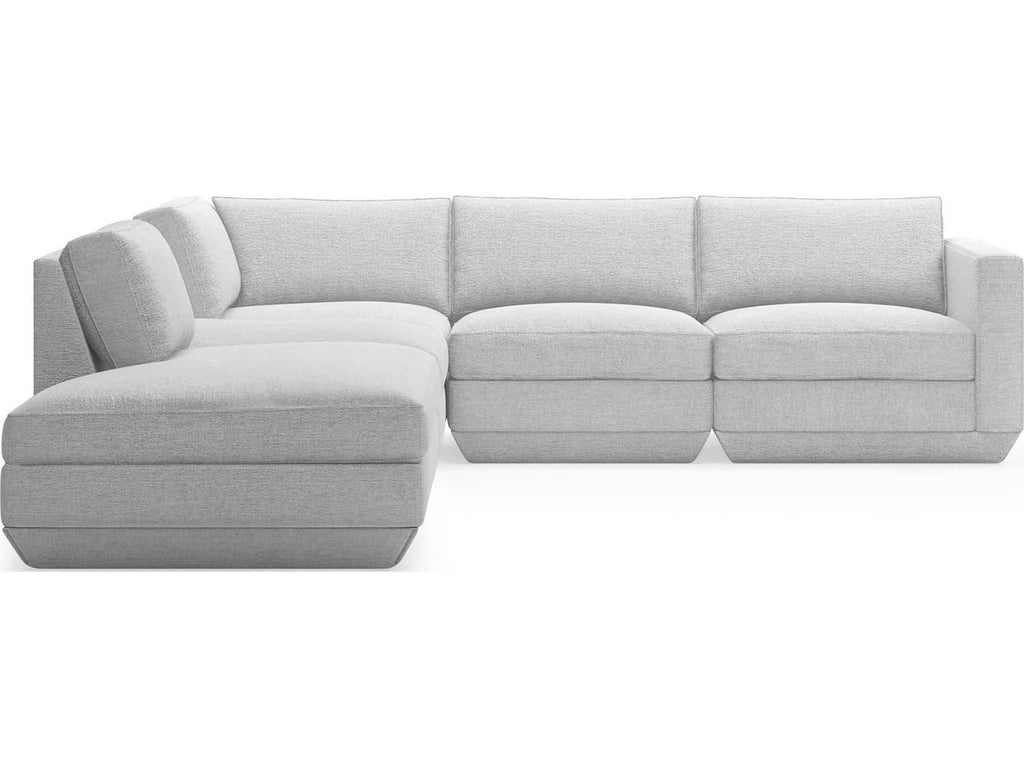 Podium 5-Piece Left-Facing Modular Fabric Sectional in Bayview Silver
