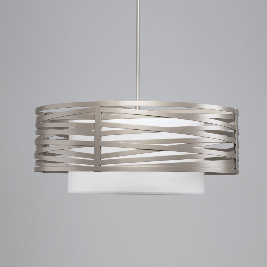 Hammerton Studio Tempest 4 Light 36" Wide Drum Chandelier - Medium (E26) with White Linen Inner and Finished to Match Metal Outer Shade