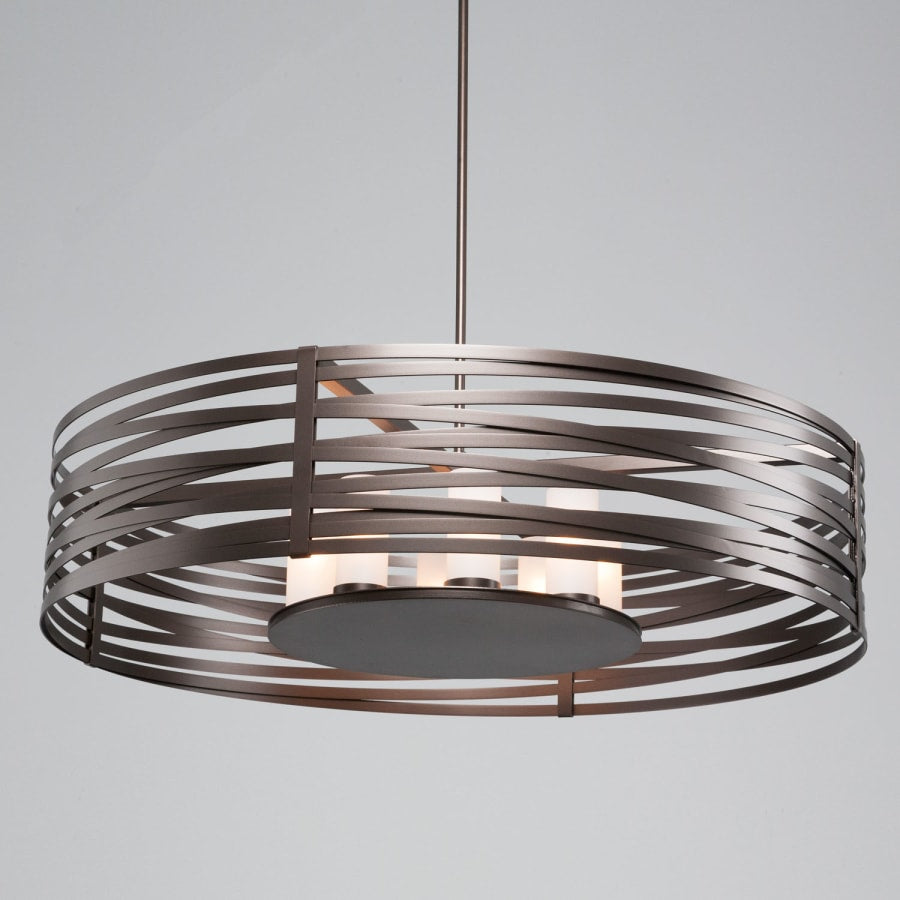 Hammerton Studio Tempest 8 Light 48" Wide LED Drum Chandelier - with Frosted Glass Inner Shades and Finished to Match Outer Metal Shade