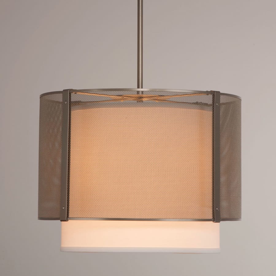 Hammerton Studio Uptown Mesh 4 Light 18" Wide Full Sized Single Pendant - Medium (E26) with White Linen Inner and Finished to Match Metal Outer Shade