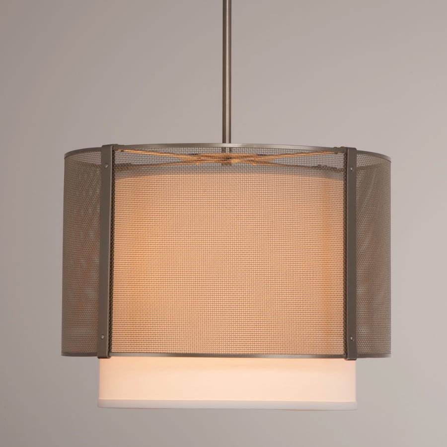 Hammerton Studio Uptown Mesh 4 Light 18" Wide Full Sized Single Pendant - Medium (E26) with White Linen Inner and Finished to Match Metal Outer Shade