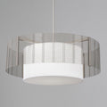 Hammerton Studio Downtown Mesh 4 Light 38" Wide Drum Chandelier - Medium (E26) with White Linen Inner and Finished to Match Metal Outer Shade
