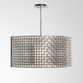 Hammerton Studio Tweed Single Light 25" Wide Drum Chandelier - Medium (E26) with Frosted Glass Inner and Finished to Match Metal Outer Shade