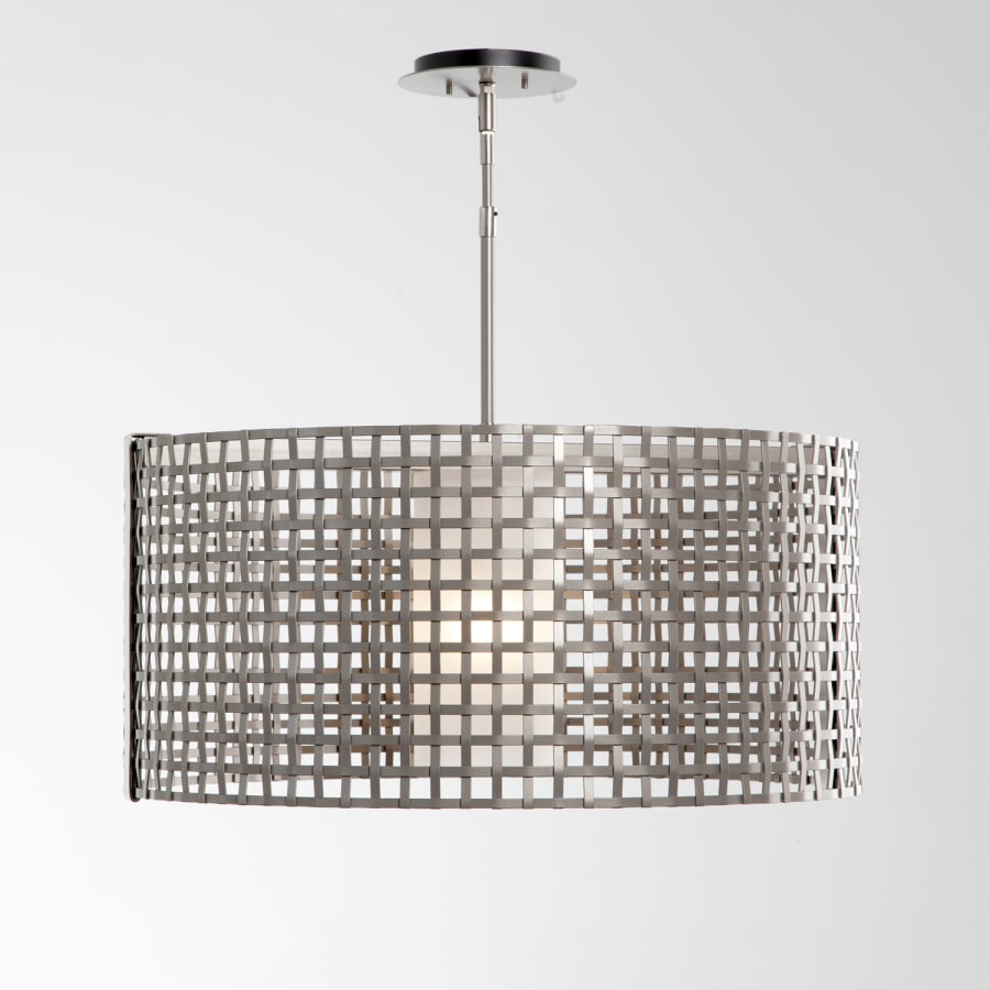 Hammerton Studio Tweed Single Light 25" Wide Drum Chandelier - Medium (E26) with Frosted Glass Inner and Finished to Match Metal Outer Shade
