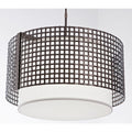 Hammerton Studio Tweed 4 Light 25" Wide Drum Chandelier - Medium (E26) with White Linen Inner and Finished to Match Metal Outer Shade