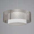 Hammerton Studio Tweed 4 Light 36" Wide Drum Chandelier - Medium (E26) with White Linen Inner and Finished to Match Metal Outer Shade