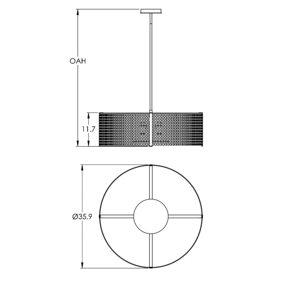 Hammerton Studio Tweed 4 Light 36" Wide Drum Chandelier - Medium (E26) with Frosted Glass Inner Shades and Finished to Match Outer Metal Shade