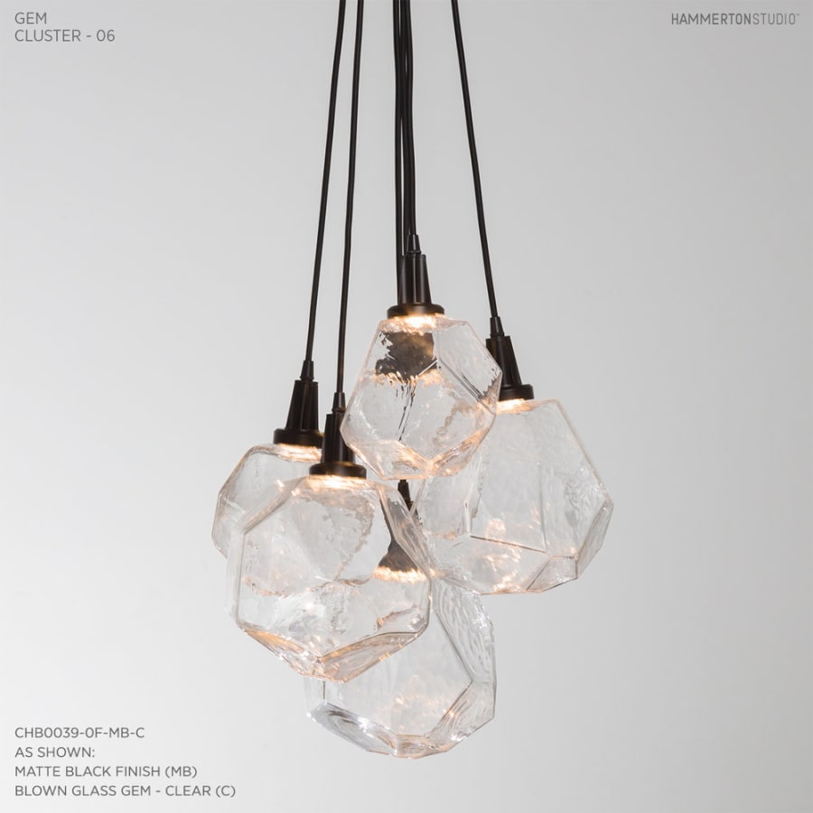 Hammerton Studio Gem 18" Wide 6 Light Hand Blown Glass LED Pendant Cluster
