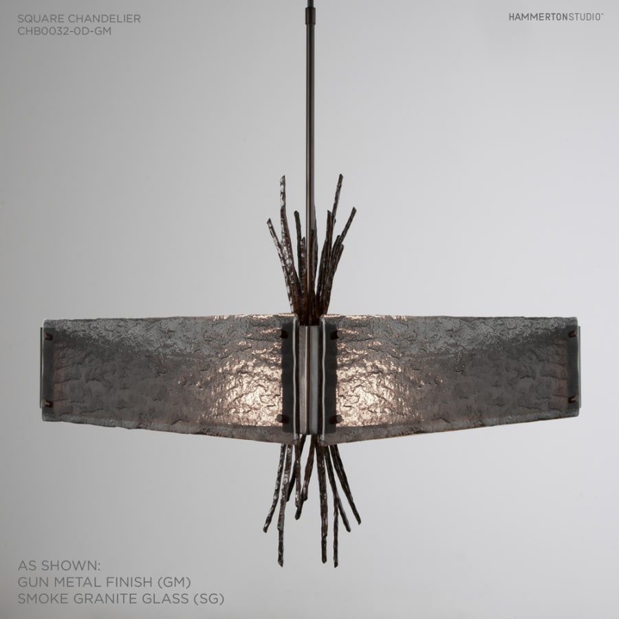 Hammerton Studio Ironwood 24" Wide Artisan Crafted Chandelier with Hand Textured Glass and Sculpted Steel