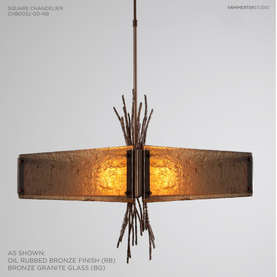 Hammerton Studio Ironwood 24" Wide Artisan Crafted Chandelier with Hand Textured Glass and Sculpted Steel