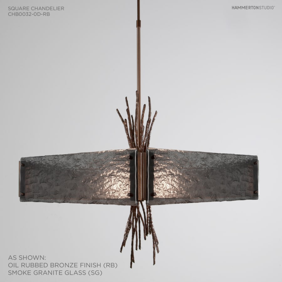 Hammerton Studio Ironwood 24" Wide Artisan Crafted Chandelier with Hand Textured Glass and Sculpted Steel