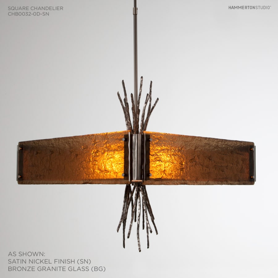 Hammerton Studio Ironwood 24" Wide Artisan Crafted Chandelier with Hand Textured Glass and Sculpted Steel
