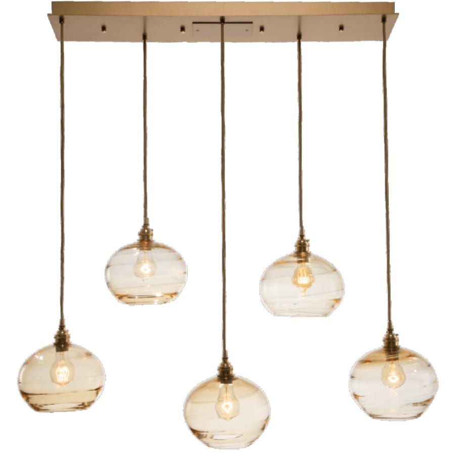 Hammerton Studio Coppa 40" Wide Artisan Crafted Optic Glass 5 Light Linear Pendant