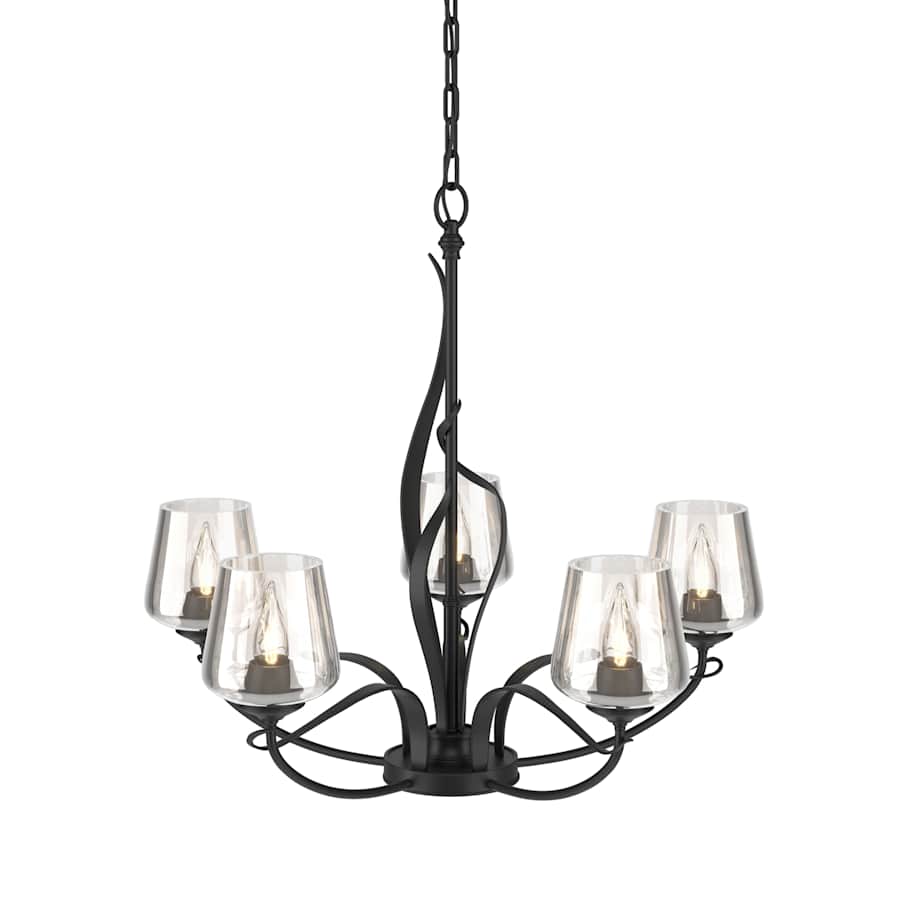 Hubbardton Forge Flora 5 Light 27" Wide Taper Candle Chandelier with Customizable Glass Shade