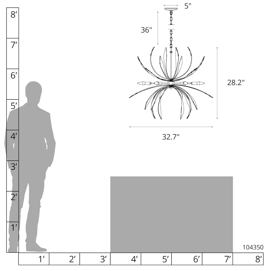 Hubbardton Forge Dahlia 6 Light 33" Wide Taper Candle Style Chandelier