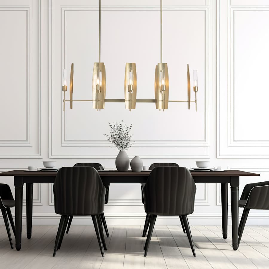 Hubbardton Forge Passage 8 Light 52" Wide Taper Candle Linear Pendant