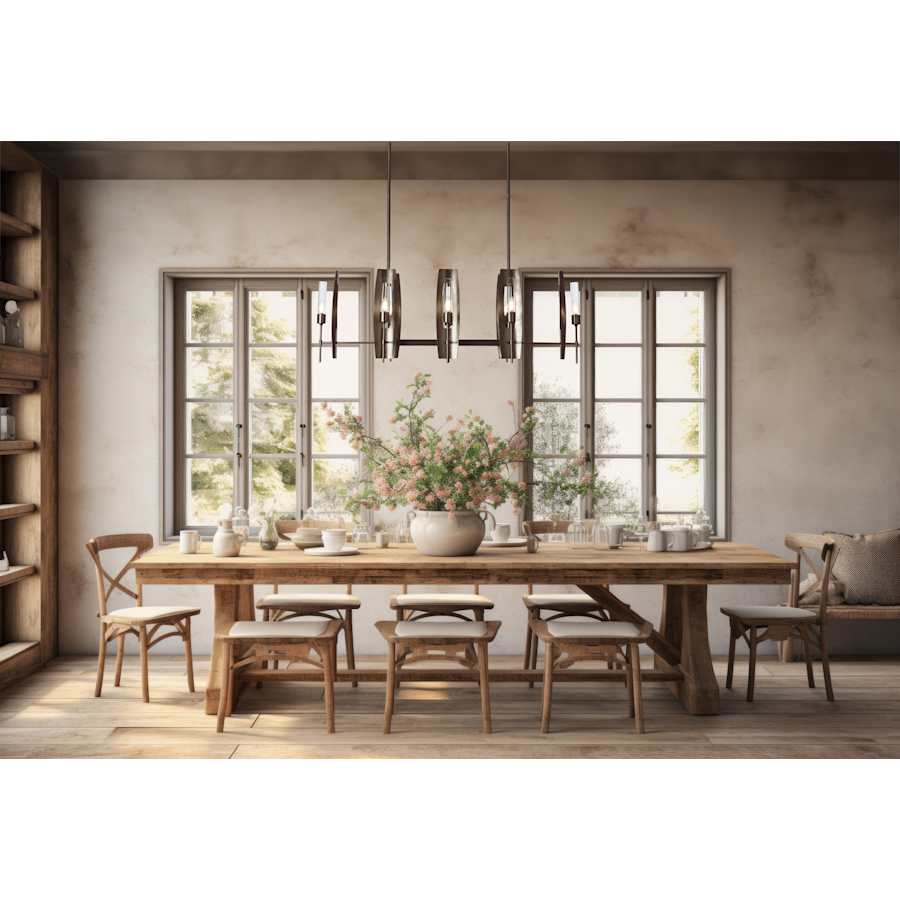 Hubbardton Forge Passage 8 Light 52" Wide Taper Candle Linear Pendant