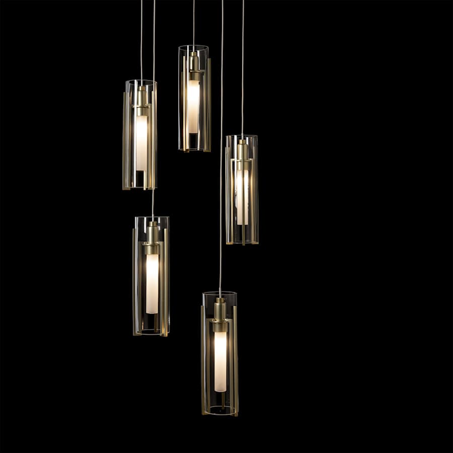 Hubbardton Forge Exos Glass 5 Light 14" Wide Suspension Multi Light Pendant
