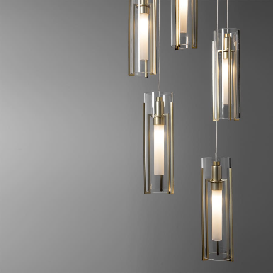 Hubbardton Forge Exos Glass 5 Light 14" Wide Suspension Multi Light Pendant