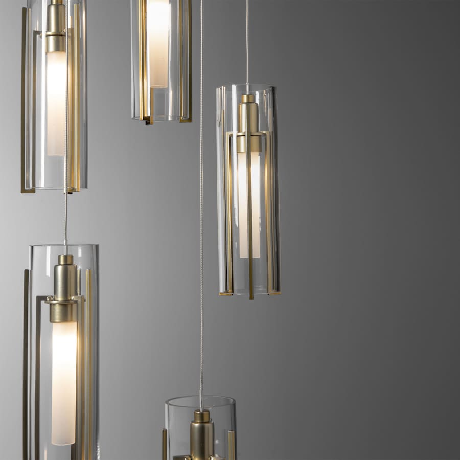 Hubbardton Forge Exos Glass 5 Light 14" Wide Suspension Multi Light Pendant