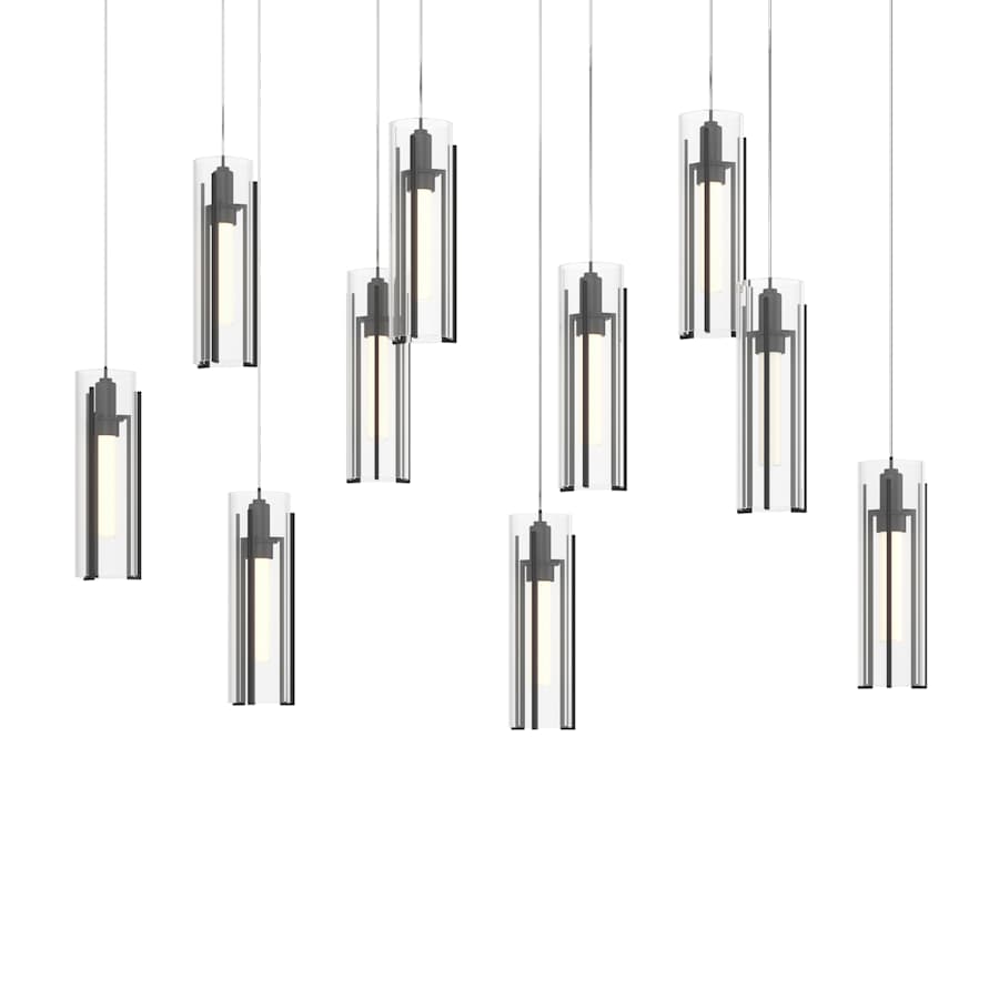 Hubbardton Forge Exos Glass 10 Light 45" Wide Suspension Linear Pendant