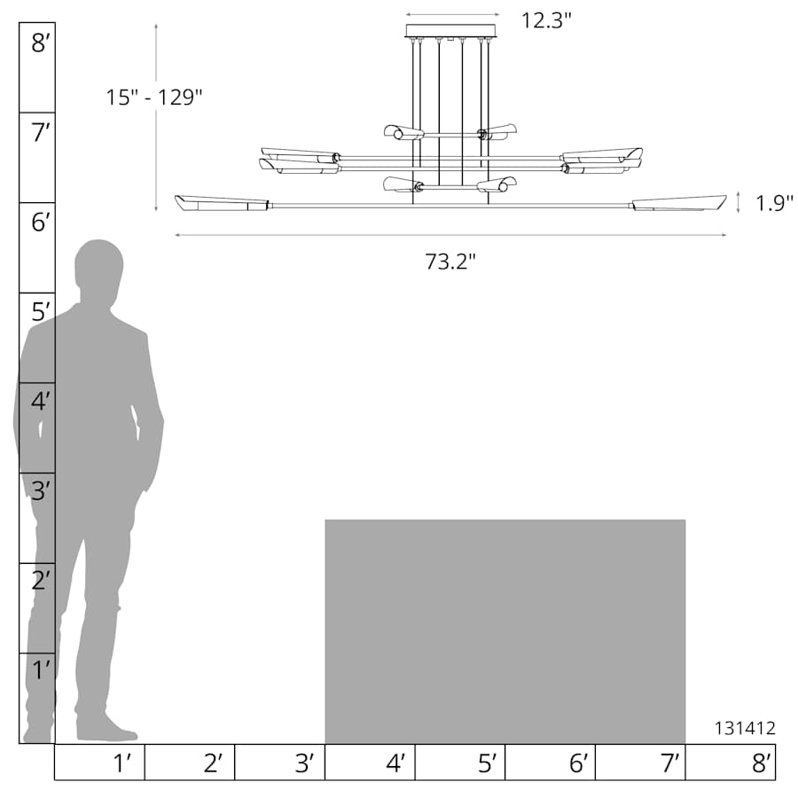 Hubbardton Forge Flight 10 Light 74" Wide Multi Light Pendant