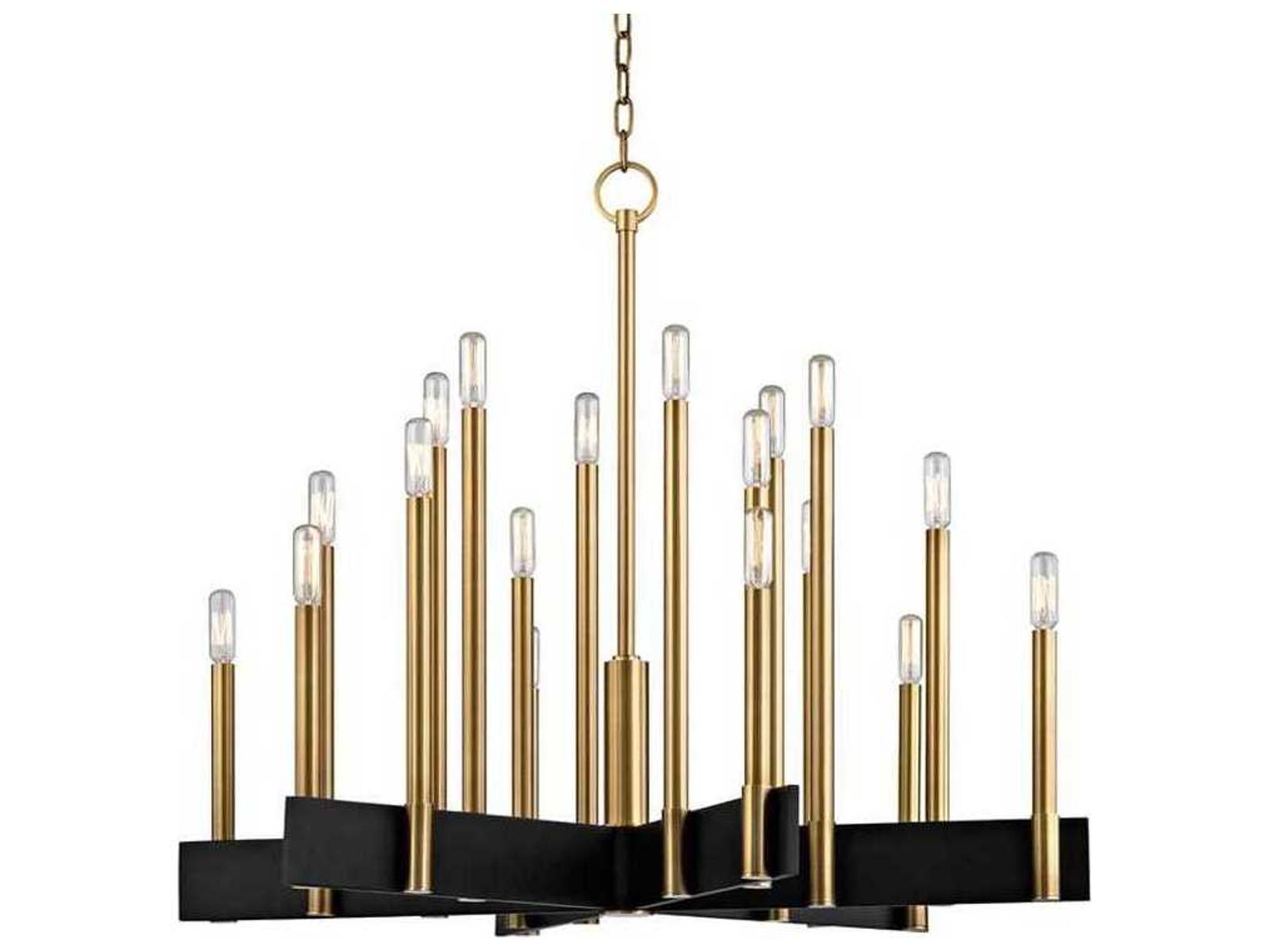 Hudson Valley 18-Light Abrams Chandelier in Aged Brass and Black