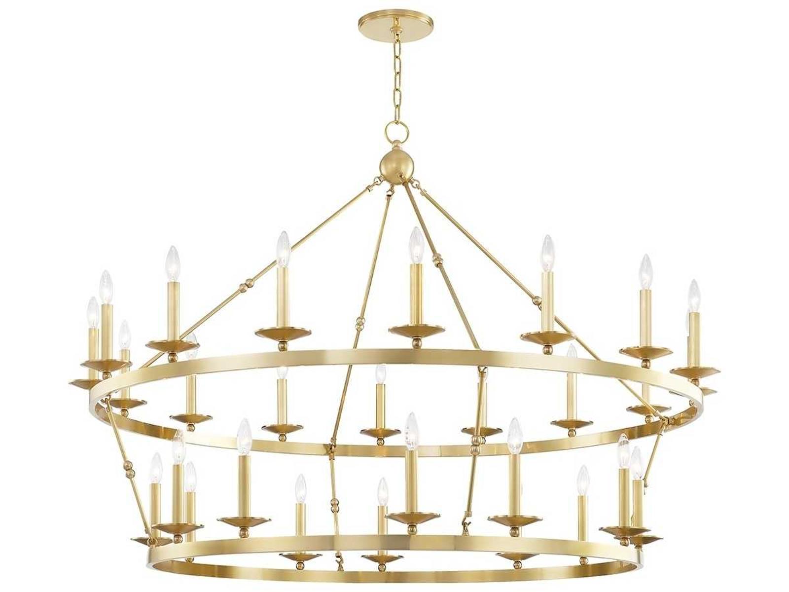 Hudson Valley Allendale 28-Light Tiered Chandelier in Aged Brass