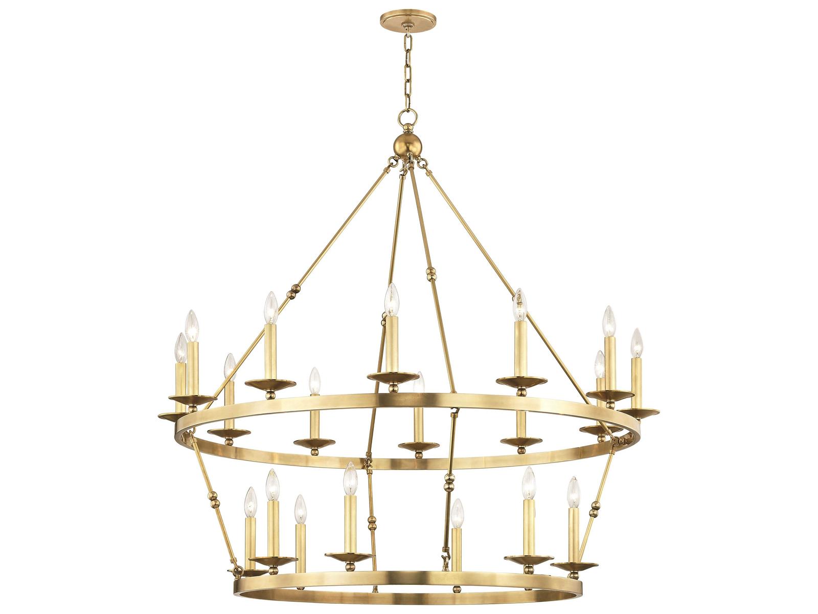 Hudson Valley Allendale 20-Light Aged Brass Candelabra Tiered Chandelier