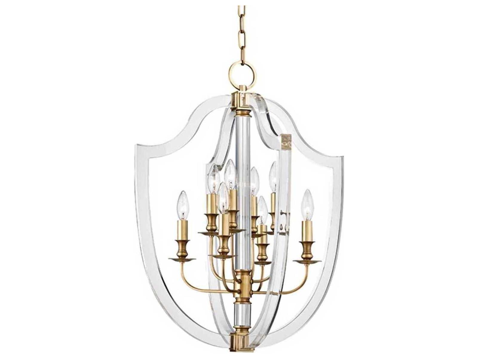Hudson Valley Arietta 8-Light Aged Brass Candelabra Chandelier with Clear Acrylic and Crystal