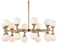 Hudson Valley Astoria 20-Light LED Chandelier in Aged Brass with Opal Glass Globes