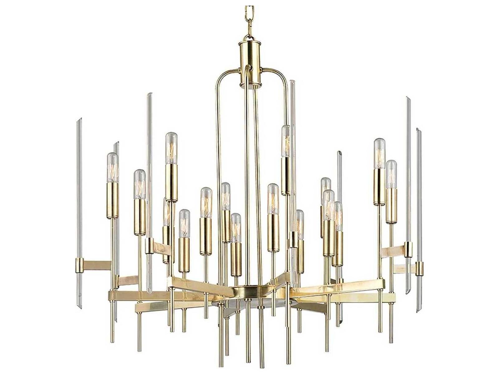Hudson Valley Bari 16-Light Chandelier with Aged Brass and Clear Glass