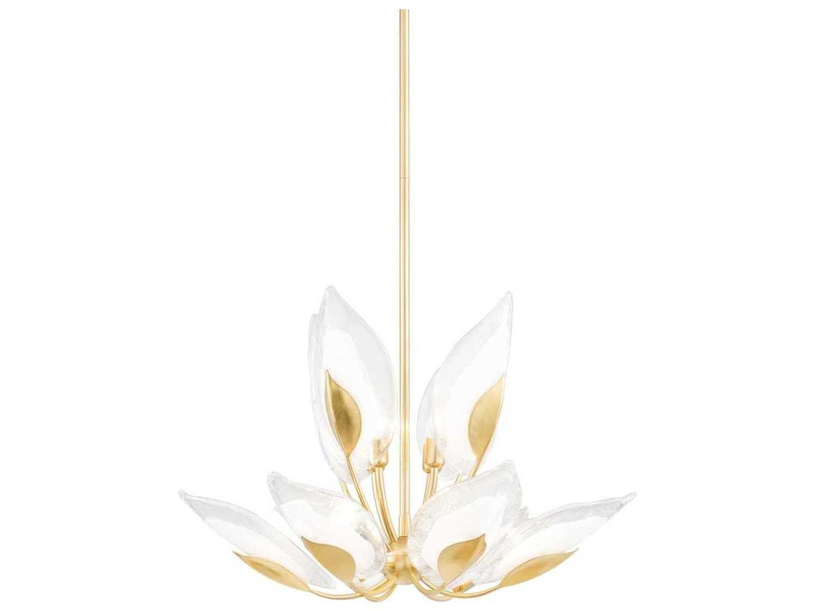 Hudson Valley Blossom 10-Light Round Tiered Chandelier in Gold Leaf with Clear Glass