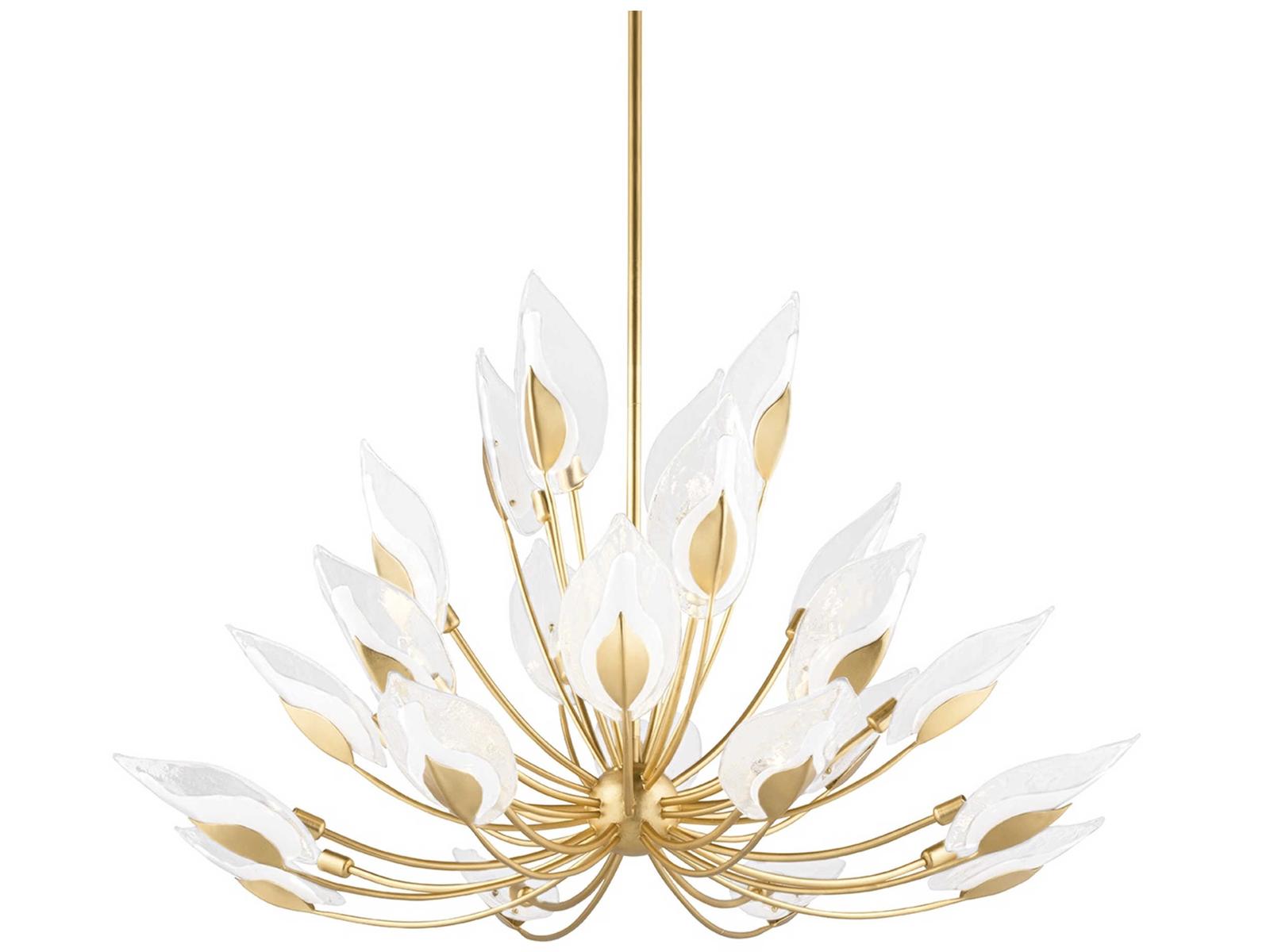Hudson Valley Blossom 24-Light Gold Leaf Glass Candelabra Chandelier