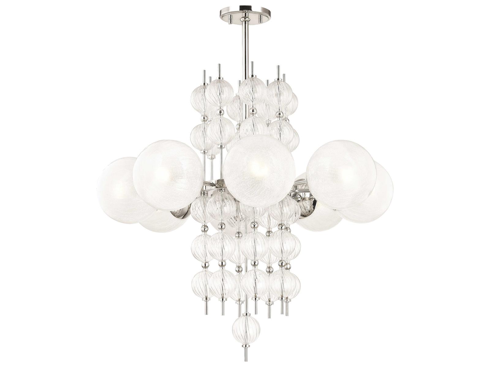 Hudson Valley 8-Light Calypso Chandelier in Polished Nickel with Crackle Clear Glass