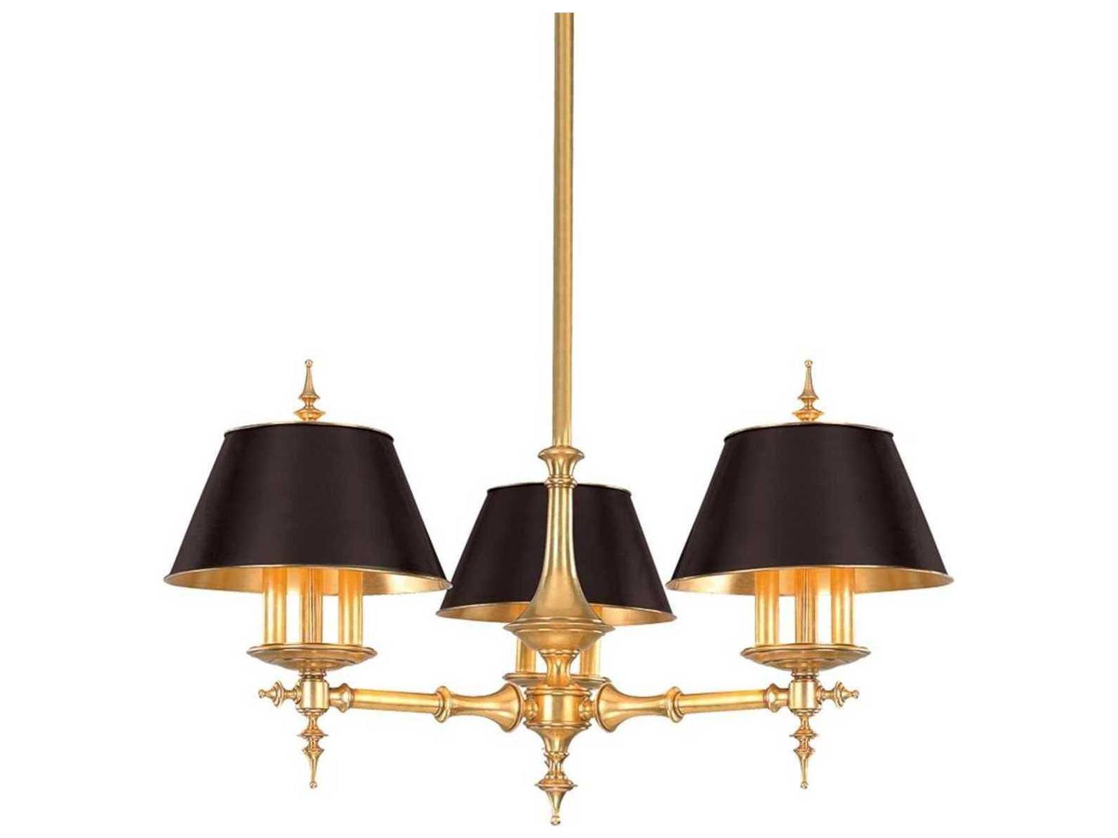 Hudson Valley Cheshire 9-Light Candelabra Chandelier in Aged Brass with Black Shades