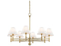 Hudson Valley Classic No.1 8-Light Chandelier with Off-White Silk Shades in Aged Brass