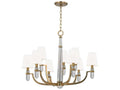 Hudson Valley Dayton 9-Light Aged Brass Chandelier with White Faux Silk Shades