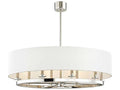 Hudson Valley Durham 8-Light Polished Nickel Off White Oval Drum Chandelier