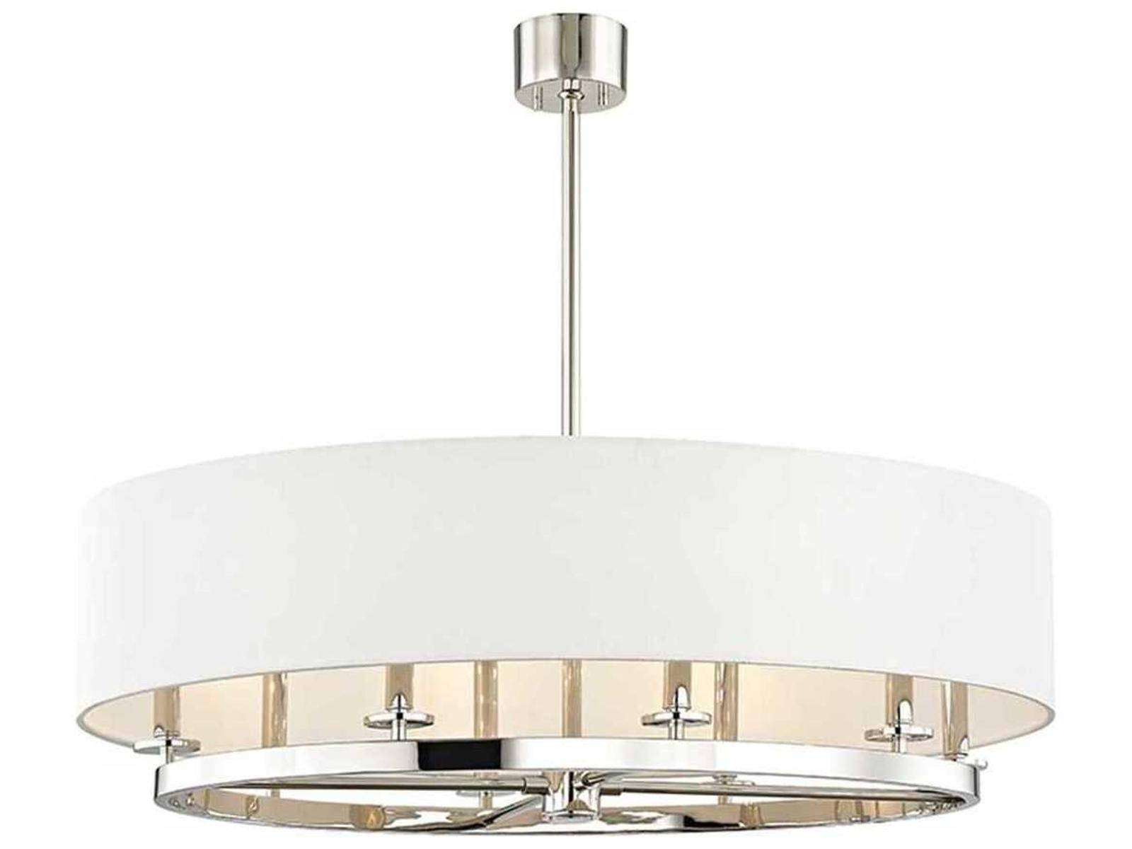 Hudson Valley Durham 8-Light Polished Nickel Off White Oval Drum Chandelier