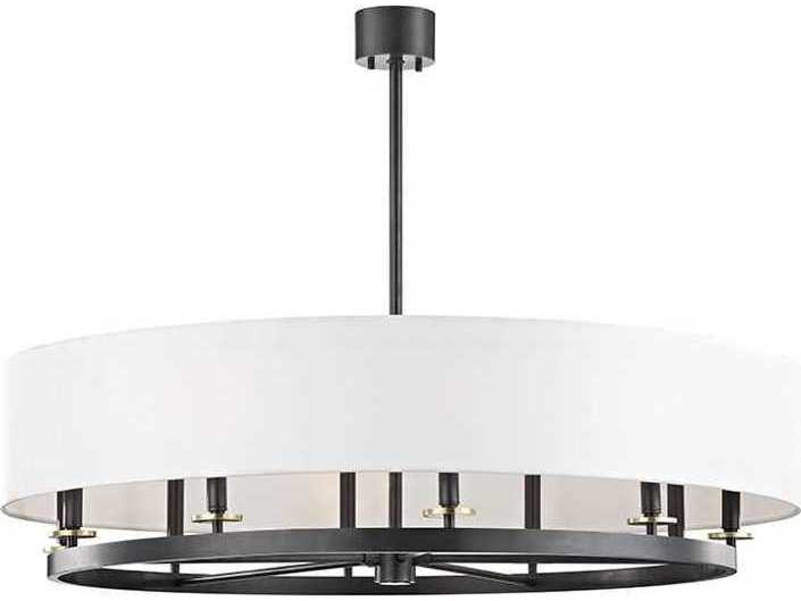 Hudson Valley Durham 10-Light Aged Old Bronze Round Chandelier with Off White Shade