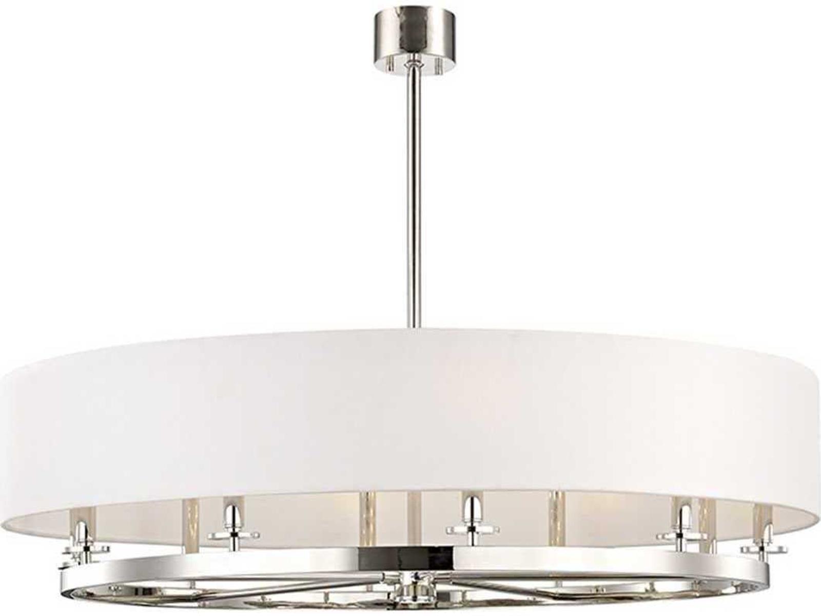 Hudson Valley Durham 10-Light Polished Nickel Off White Candelabra Drum Chandelier