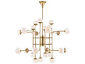 Hudson Valley Fleming 24-Light Chandelier in Aged Brass with Opal Glossy Glass